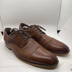 Stacy Adams Darren Men’s Leather Oxford Shoes Size 11 M Cognac Brown